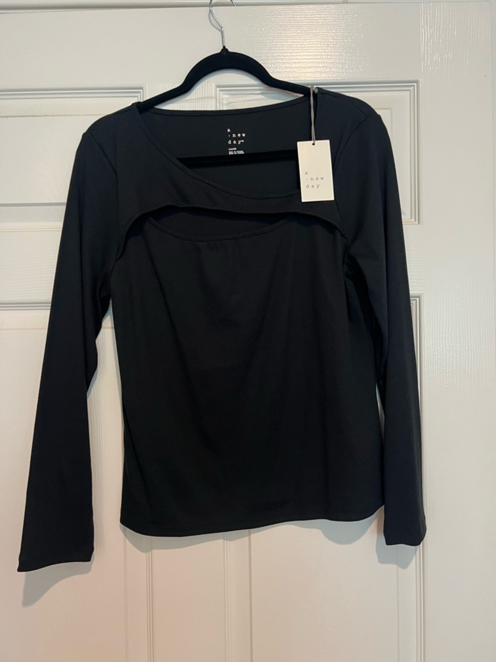 a new day Black Long-Sleeve Top with Front Cutout